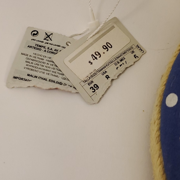 Zara Trafaluc white polka dot on blue wedges NWT - Picture 4 of 7